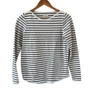 Fat Face Breton Striped Tee Shirt Womens Size 6 White Navy Nautical Organic